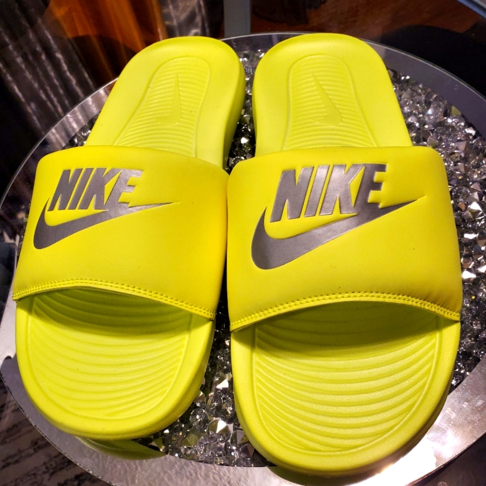 Nike slides neon yellow